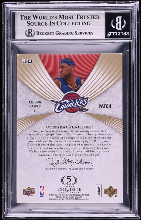 2007 Exquisite Collection Limited Logos LeBron James PATCH AUTO /50 #LL-LJ BGS AUTH