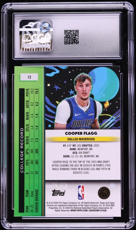2025 Topps Chrome Cosmic Cooper Flagg ROOKIE #12 CGC 8.5 NM-MT+