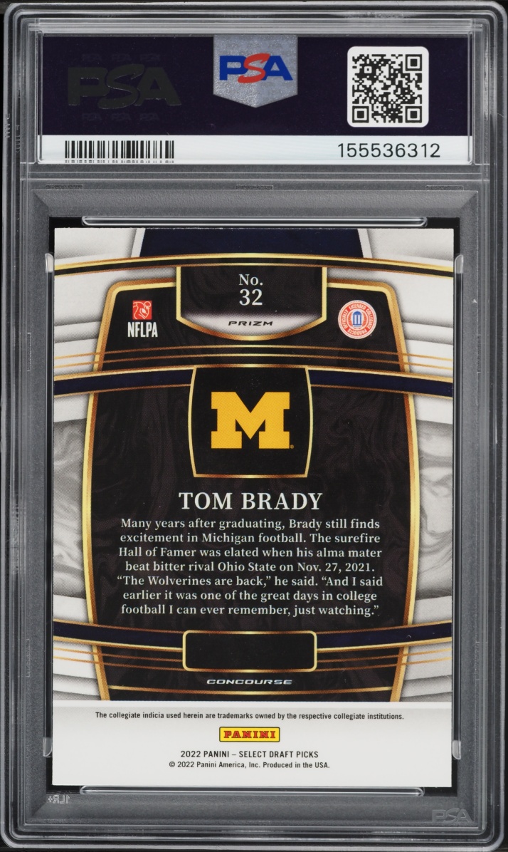 2022 Select Draft Picks Concourse Green Squares Prizm Tom Brady #32 PSA 10 GEM MINT