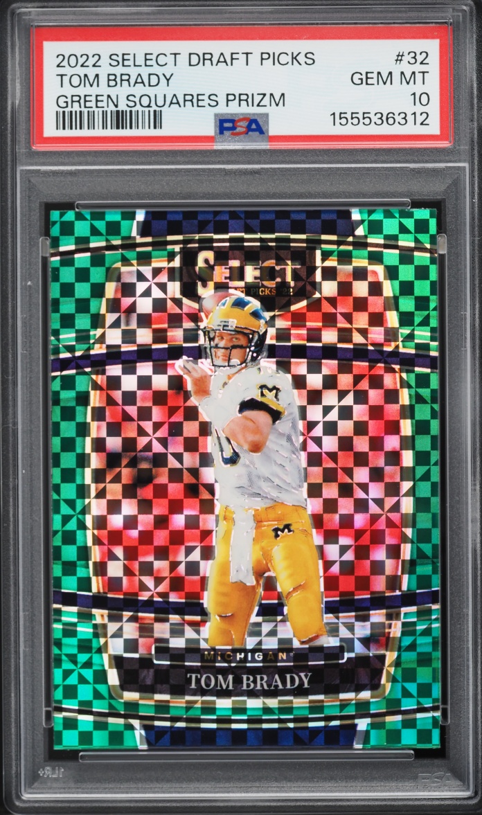 2022 Select Draft Picks Concourse Green Squares Prizm Tom Brady #32 PSA 10 GEM MINT