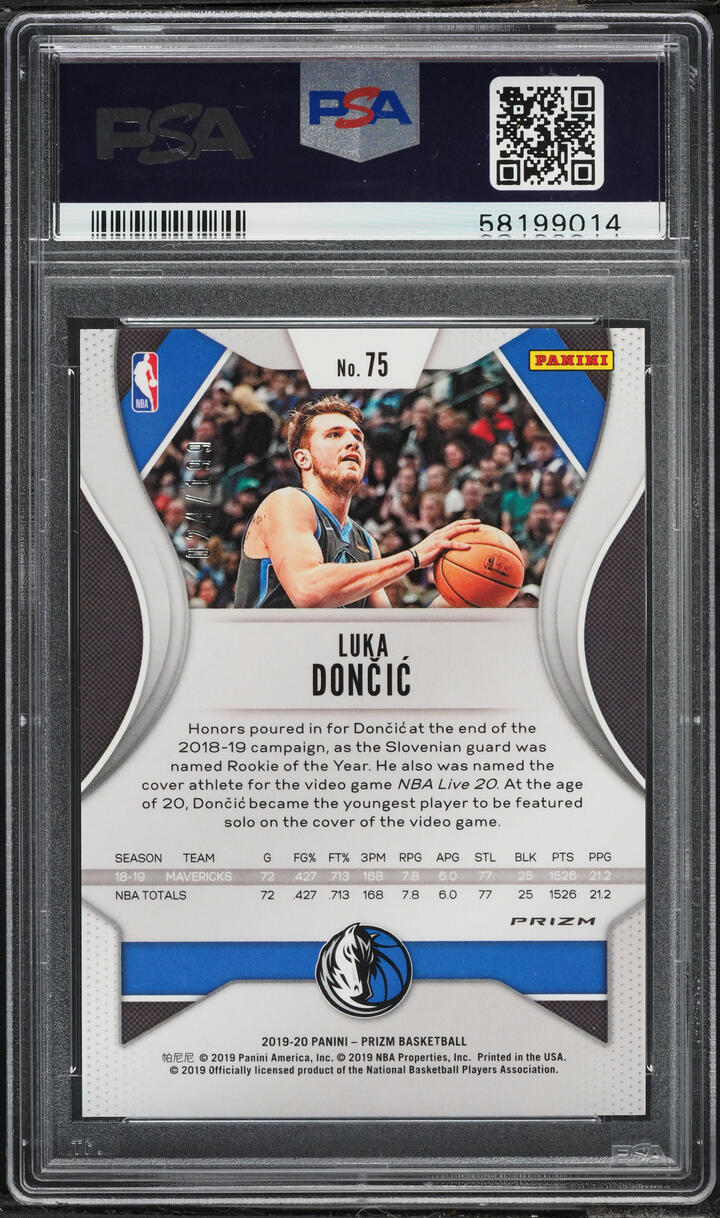 2019 Panini Prizm Blue Luka Doncic /199 #75 PSA 10 GEM MINT