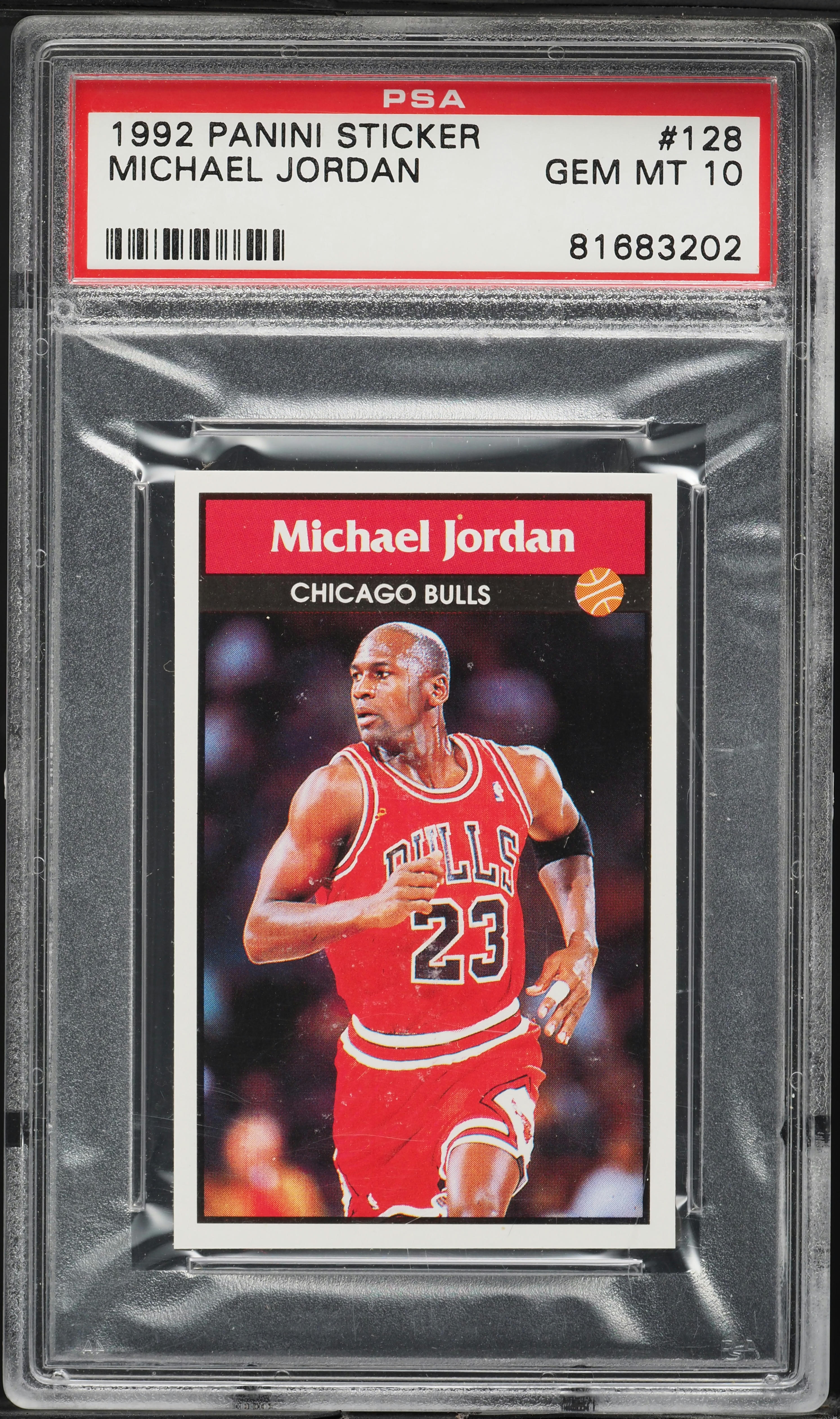 1992 Panini Sticker Michael Jordan #128 PSA 10 GEM MINT on