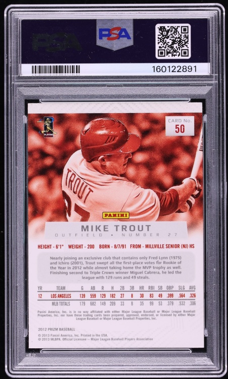 2012 Panini Prizm Mike Trout ROOKIE #50 PSA 7 NRMT