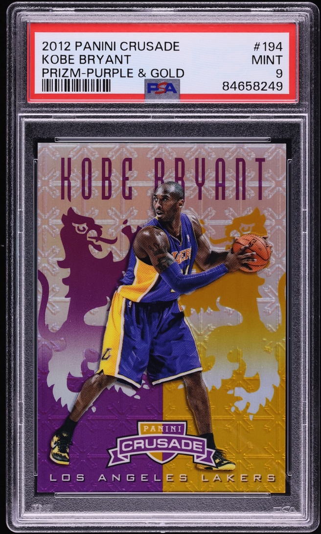 2012 Panini Crusade Purple & Gold Prizm Kobe Bryant /49 #194 PSA 9 MINT - Photo 1