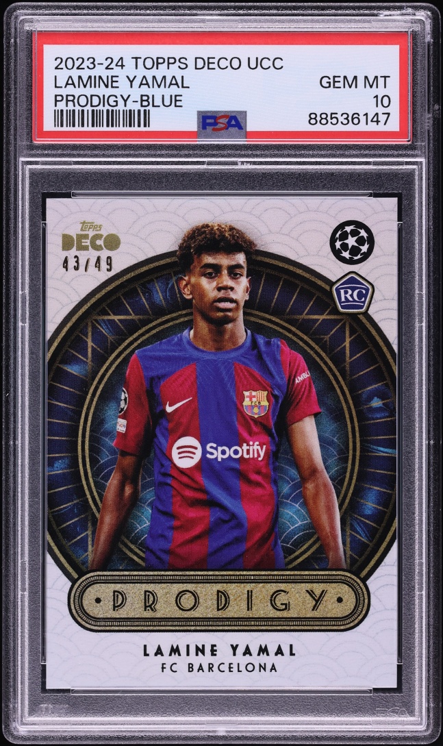 2023 Topps Deco UEFA Club Competitions Prodigy Blue Lamine Yamal ROOKIE /49 PSA 10 GEM MINT - Photo 1