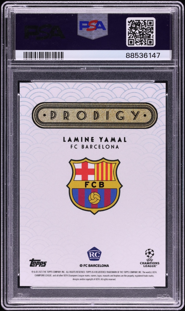 2023 Topps Deco UEFA Club Competitions Prodigy Blue Lamine Yamal ROOKIE /49 PSA 10 GEM MINT - Photo 2