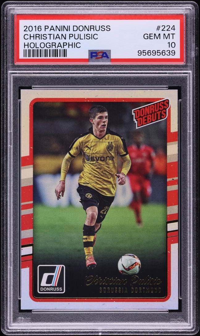 2016 Donruss Holographic Christian Pulisic ROOKIE #224 PSA 10 GEM MINT - Photo 1