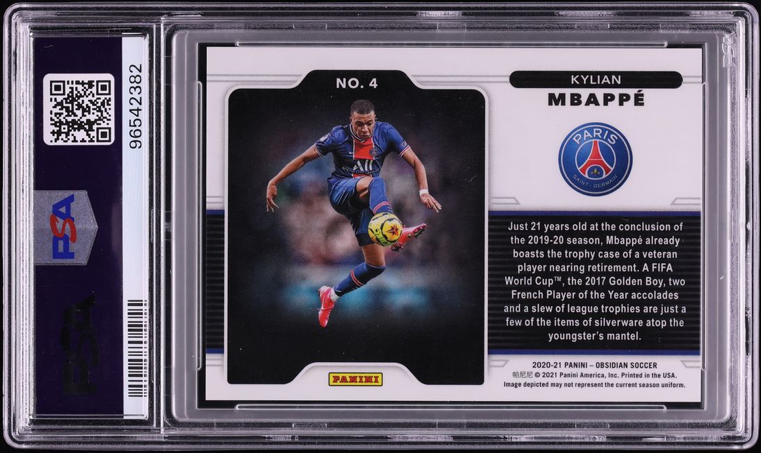 2020 Panini Obsidian Black Colorblast Kylian Mbappe #4 PSA 10 GEM MINT - Photo 2