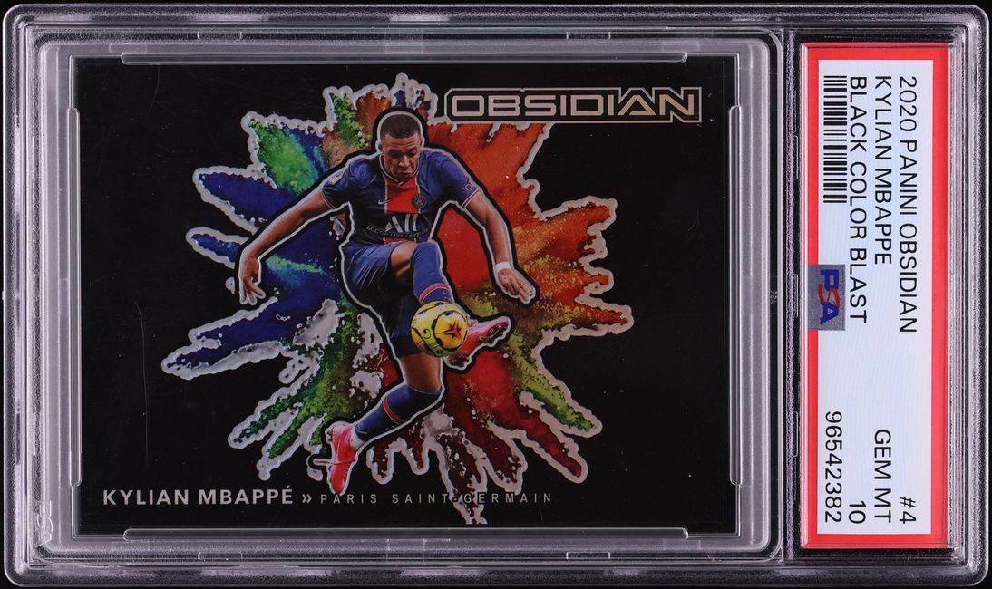 2020 Panini Obsidian Black Colorblast Kylian Mbappe #4 PSA 10 GEM MINT - Photo 1