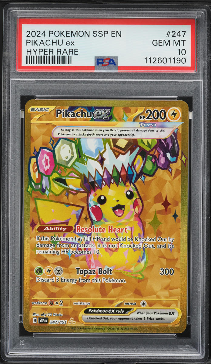 2024 Pokemon Scarlet & Violet Surging Sparks Gold Rare Pikachu ex #247 PSA 10