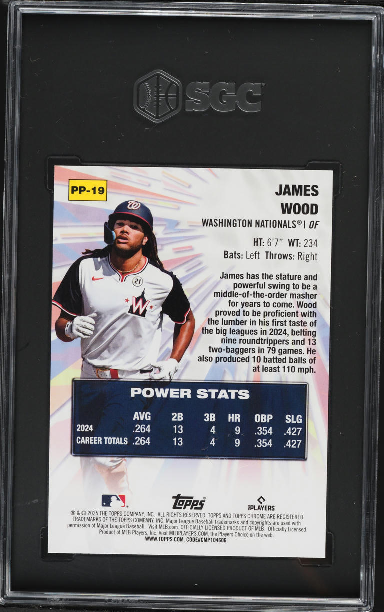 2025 Topps Chrome Power Players James Wood ROOKIE #PP-19 SGC 10 GEM MINT