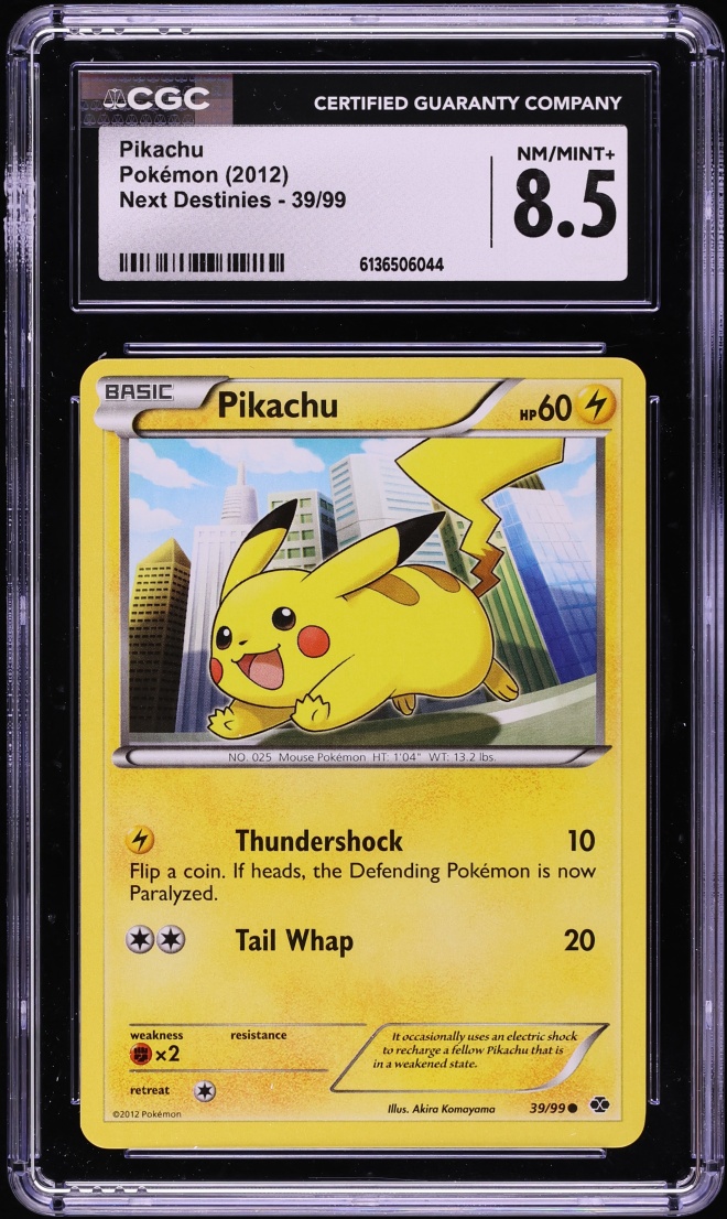 2012 Pokemon Black & White Next Destinies Pikachu #39 CGC 8.5 NM-MT+