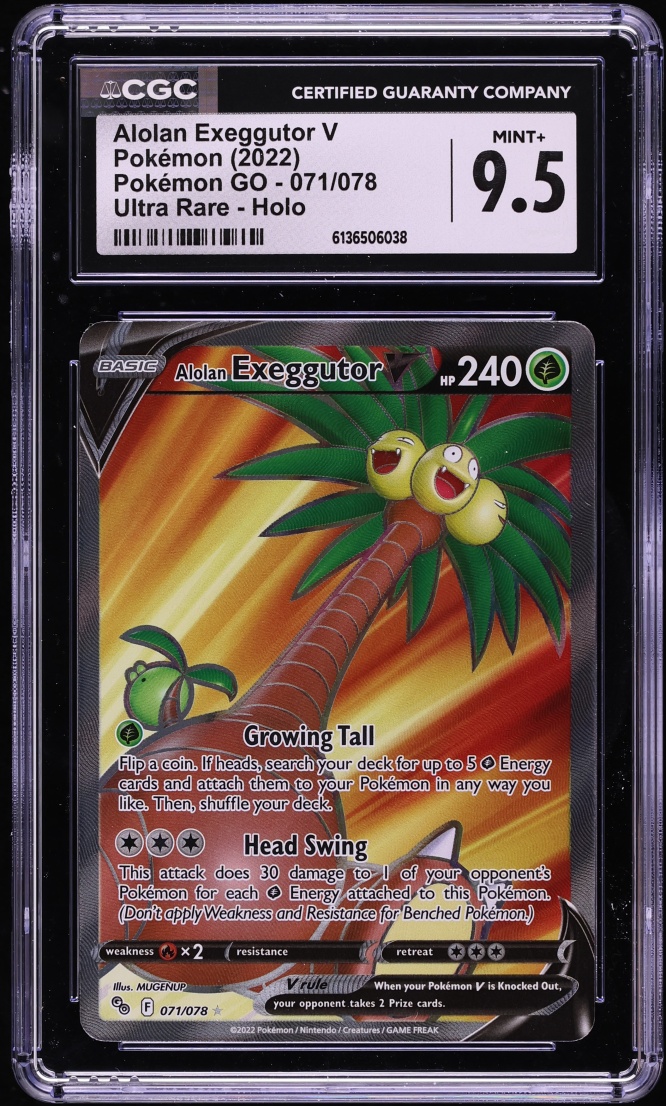 2023 Pokemon Sword & Shield Pokemon GO Full Art Alolan Exeggutor V #71 CGC 9.5 MINT+