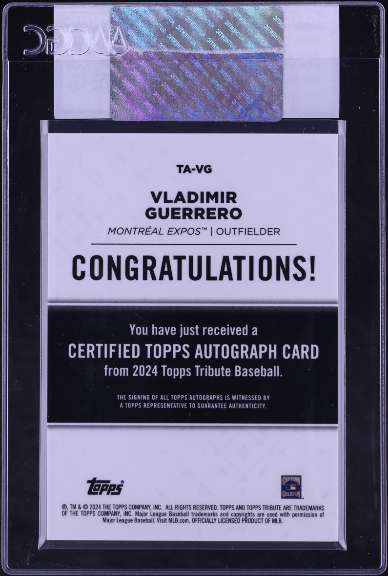 2024 Topps Tribute Green Vladimir Guerrero AUTO JERSEY # 27/99 #TA-VG CGC AUTH