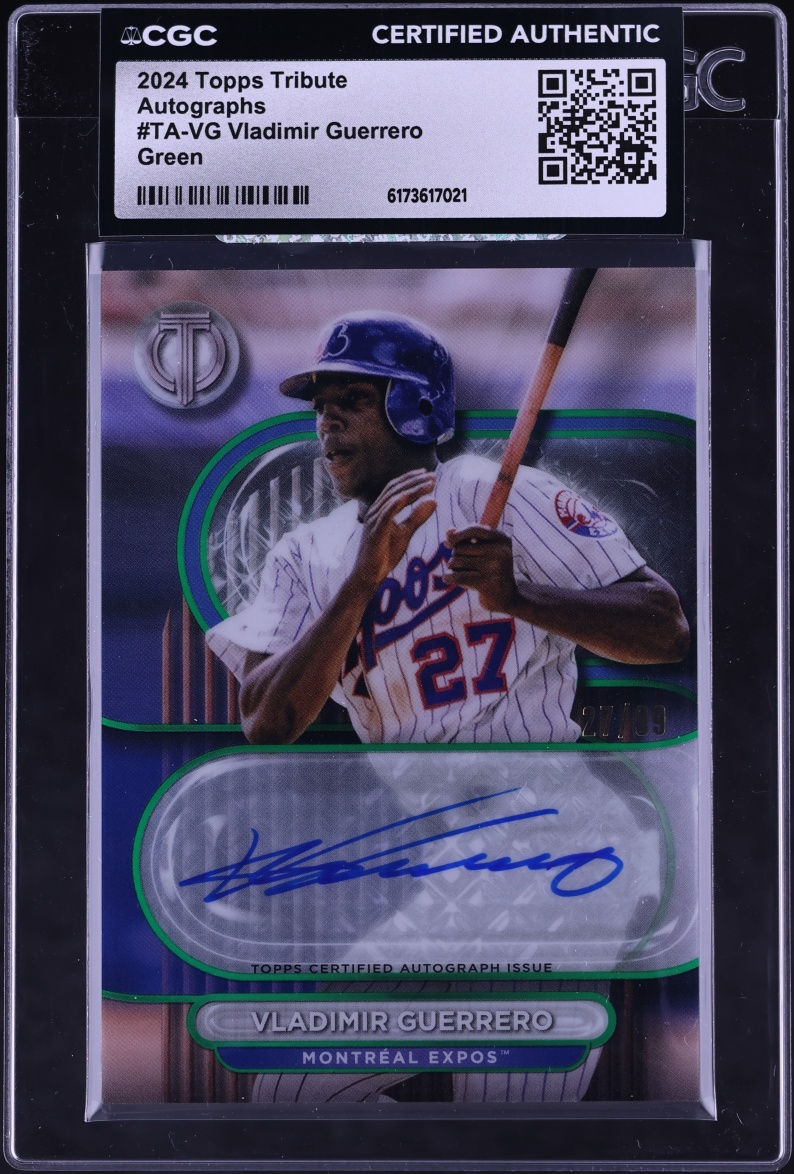 2024 Topps Tribute Green Vladimir Guerrero AUTO JERSEY # 27/99 #TA-VG CGC AUTH