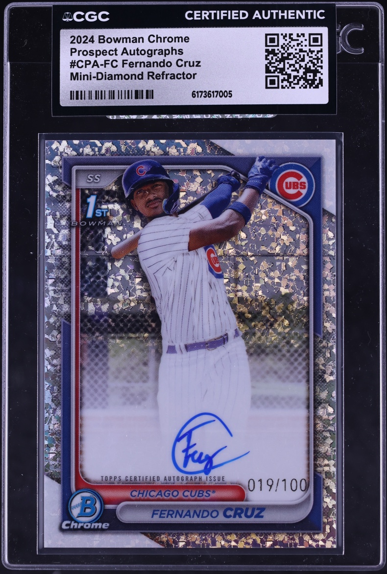 2024 Bowman Chrome Mini Diamond Refractor Fernando Cruz PROSPECT AUTO /100 #CPA-FC CGC AUTH