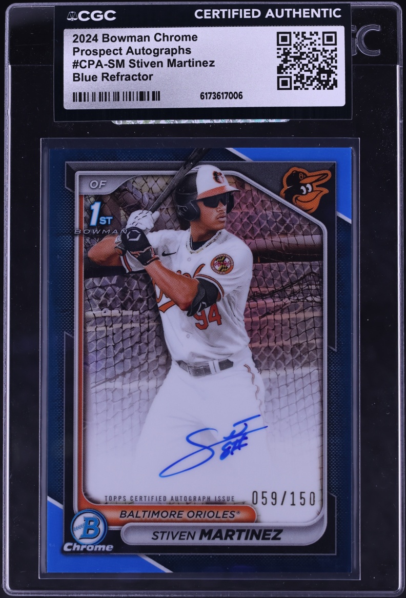 2024 Bowman Chrome Blue Refractor Stiven Martinez PROSPECT AUTO /150 #CPA-SM CGC AUTH