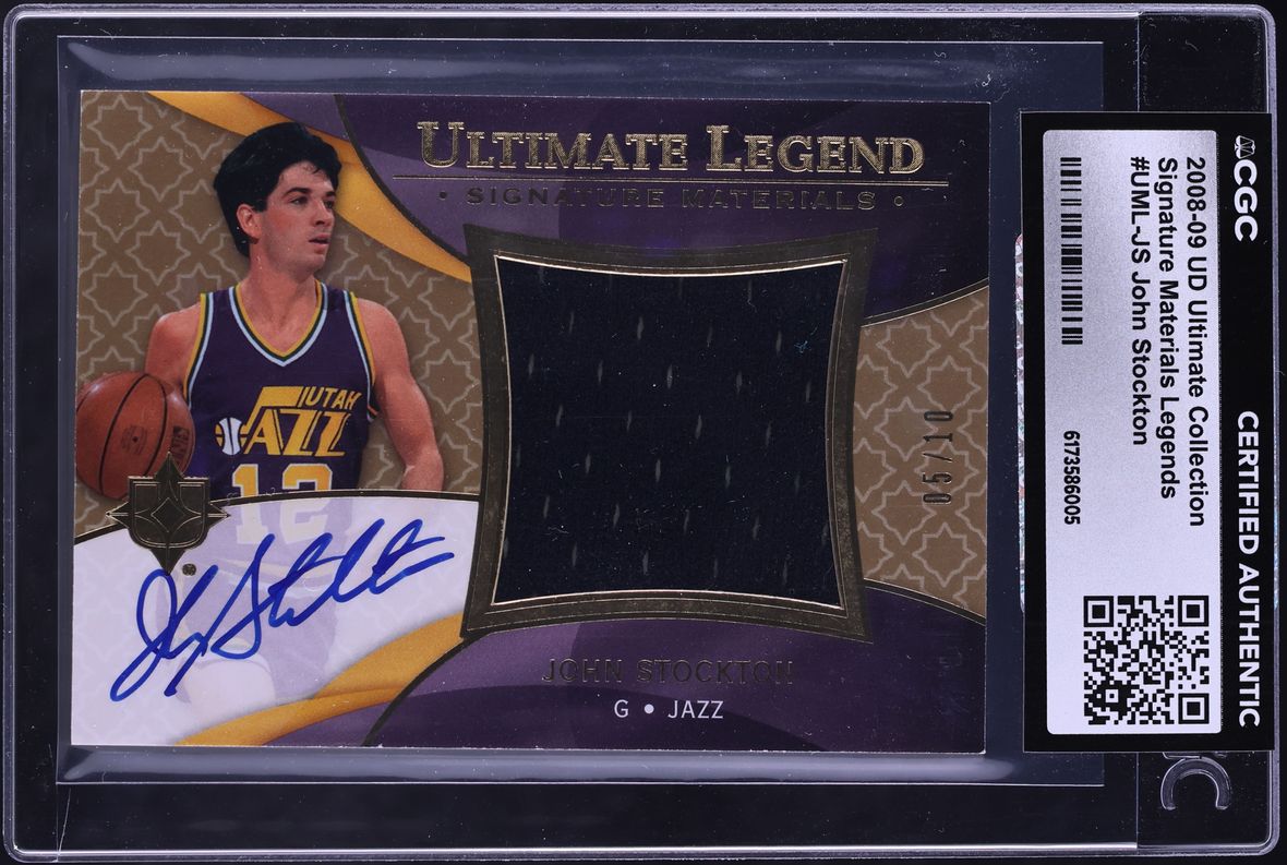 2008 Ultimate Collection Signature Materials Legends John Stockton PATCH AUTO /10 CGC AUTH