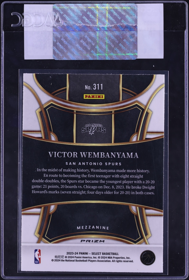 2023 Select Mezzanine Tiger Prizm Victor Wembanyama ROOKIE #311 CGC AUTH