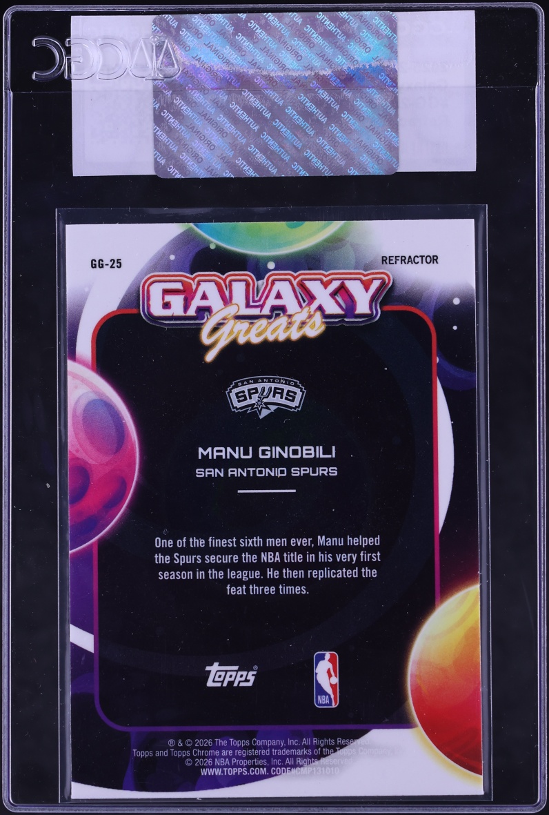 2025 Topps Chrome Cosmic Galaxy Greats Refractor Manu Ginobili #GG-25 CGC AUTH