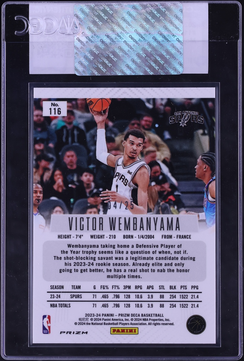 2023 Panini Prizm Deca Mojo Victor Wembanyama ROOKIE /25 #116 CGC AUTH