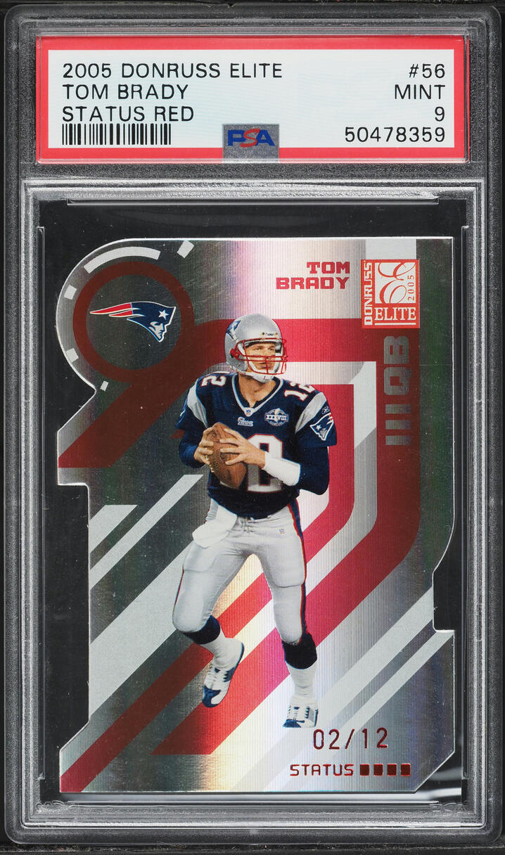 2005 Donruss Elite Status Red Die-Cut Tom Brady /12 #56 PSA 9 MINT - Photo 1
