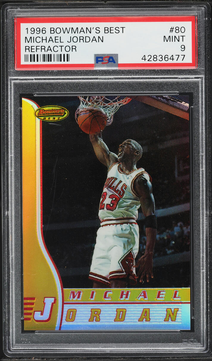 1996 Bowman's Best Refractor Michael Jordan #80 PSA 9 MINT - Photo 1