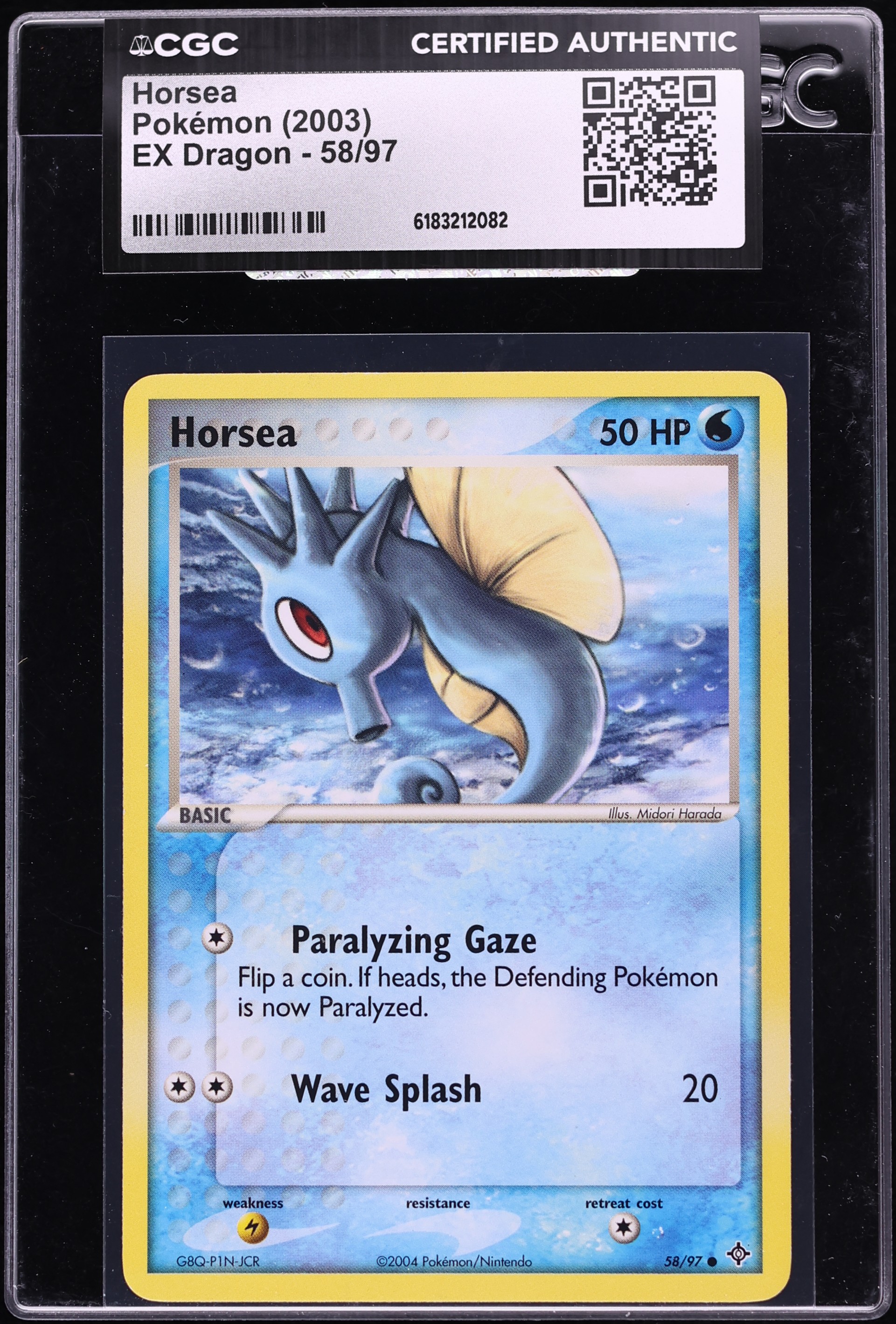 2003 Pokemon EX Dragon Horsea #58 CGC AUTH