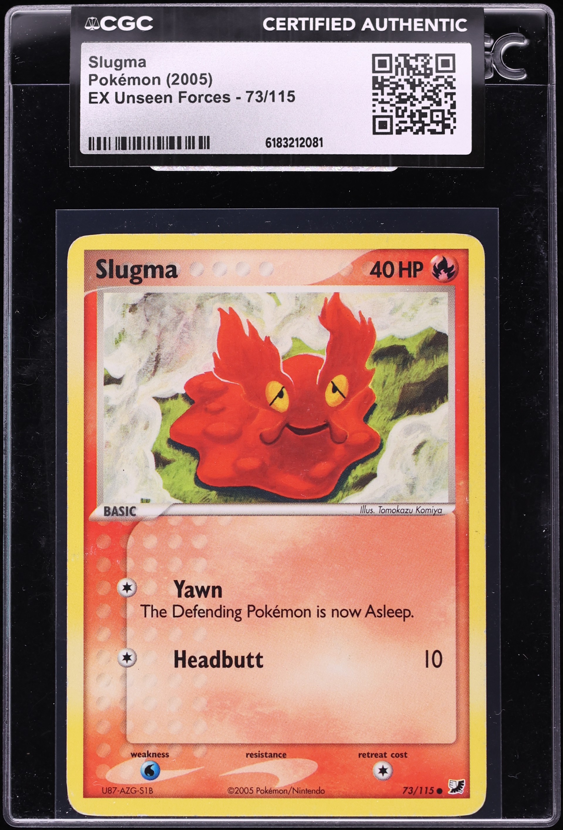 2005 Pokemon EX Unseen Forces Slugma #73 CGC AUTH