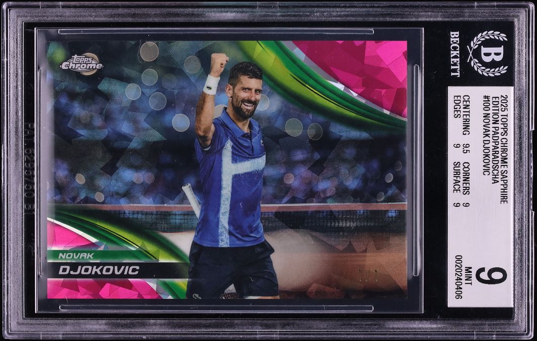 2025 Topps Chrome Sapphire Edition Padparadscha Novak Djokovic 1/1 #100 BGS 9 MINT