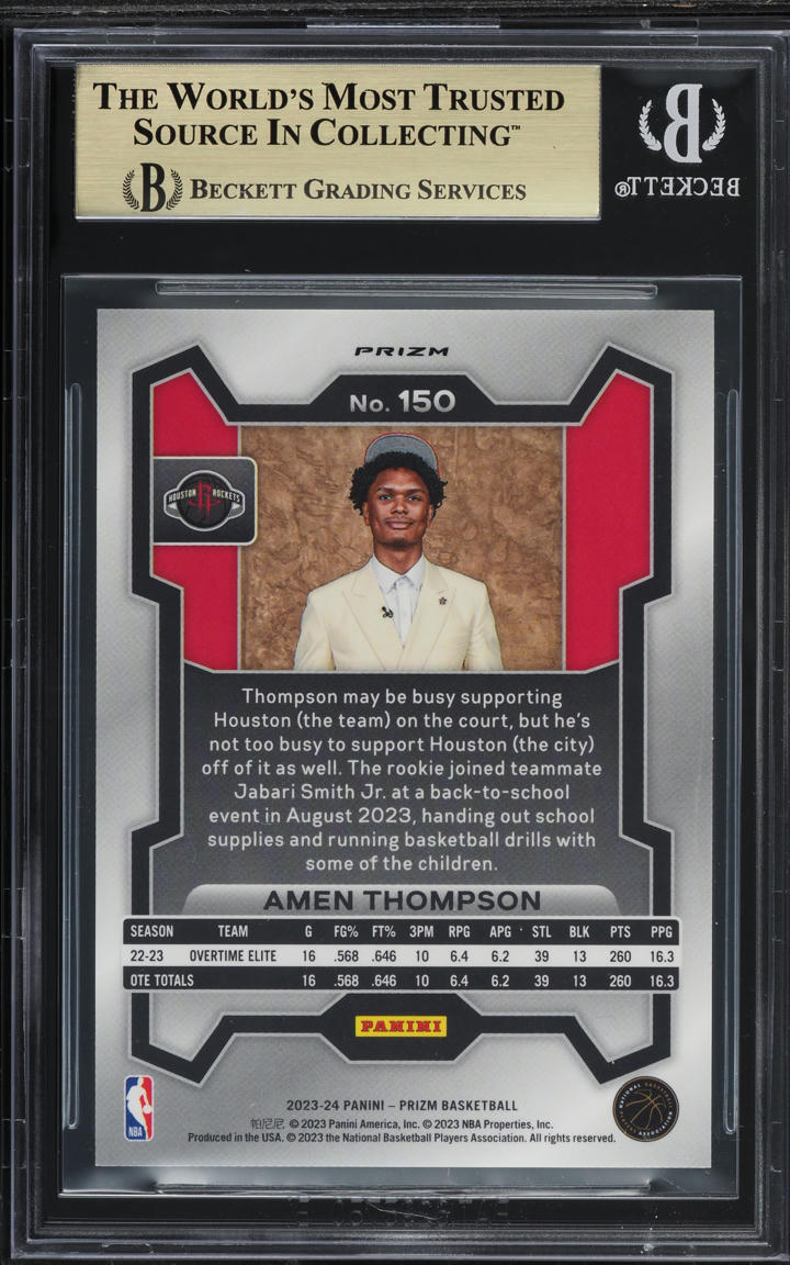 2023 Panini Prizm Variation Fast Break Amen Thompson ROOKIE #150 BGS 9.5 GEM