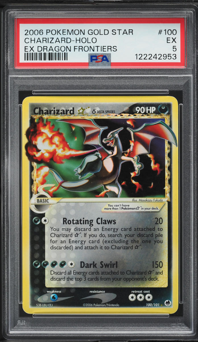 2006 Pokemon EX Dragon Frontiers Holo Charizard Gold Star #100 PSA 5 EX