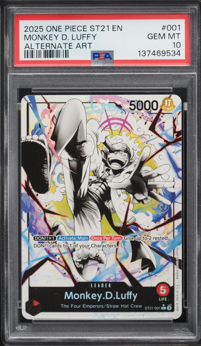 2025 One Piece Starter Deck Ex Gear 5 Alt Art Leader Monkey D. Luffy #ST21-001 PSA 10 GEM MINT