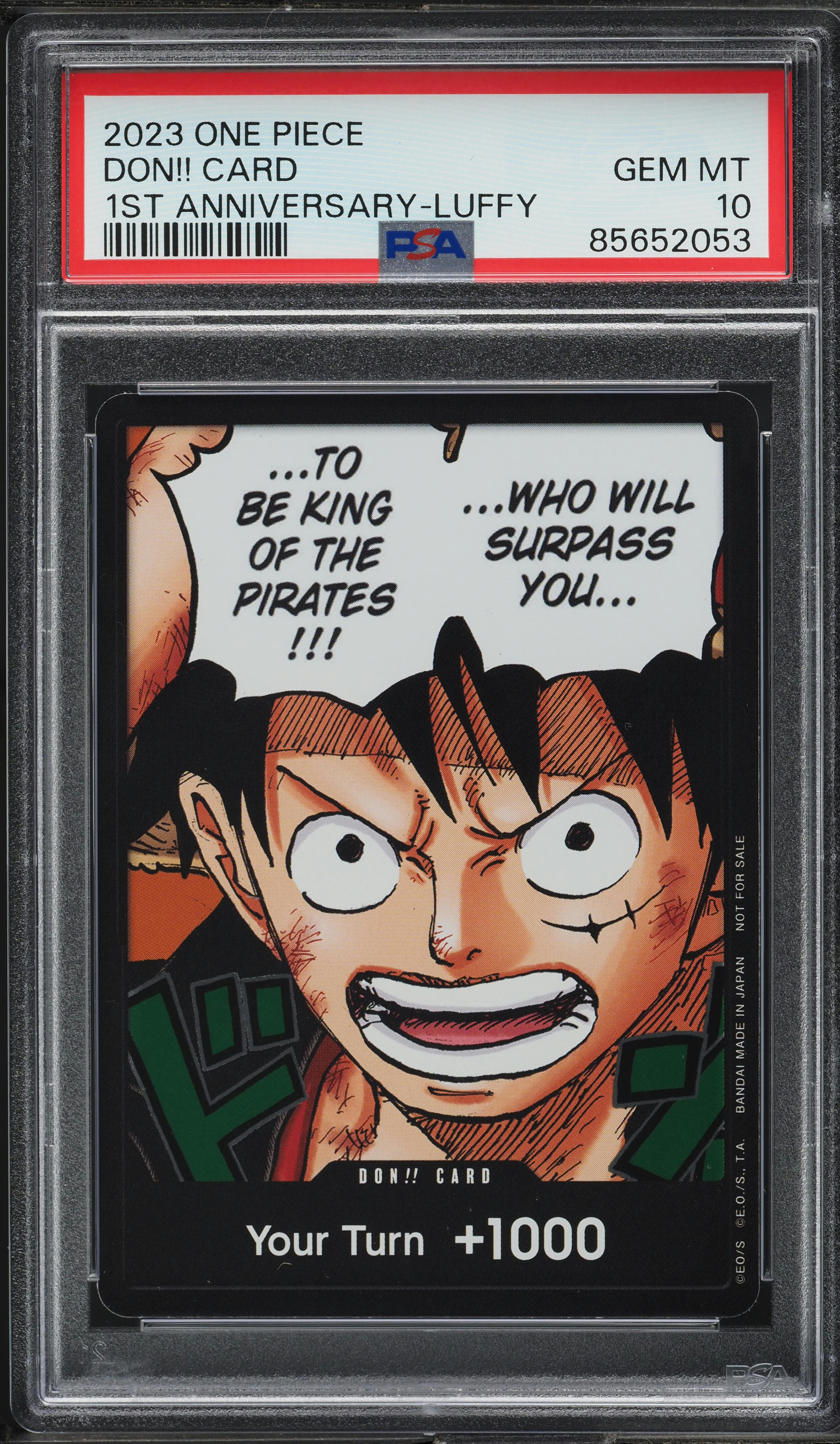 2023 One Piece Promo 1st Anniversary Luffy Don!! Card PSA 10 GEM