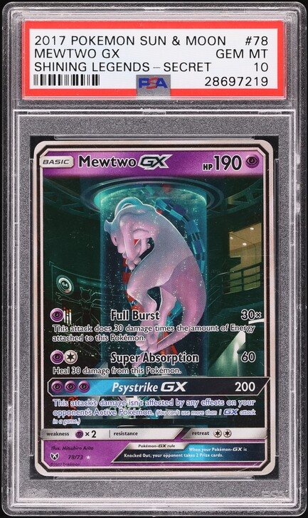 2019 Pokemon Sun & Moon Hidden Fates Mewtwo GX #31 PSA 10 GEM MINT