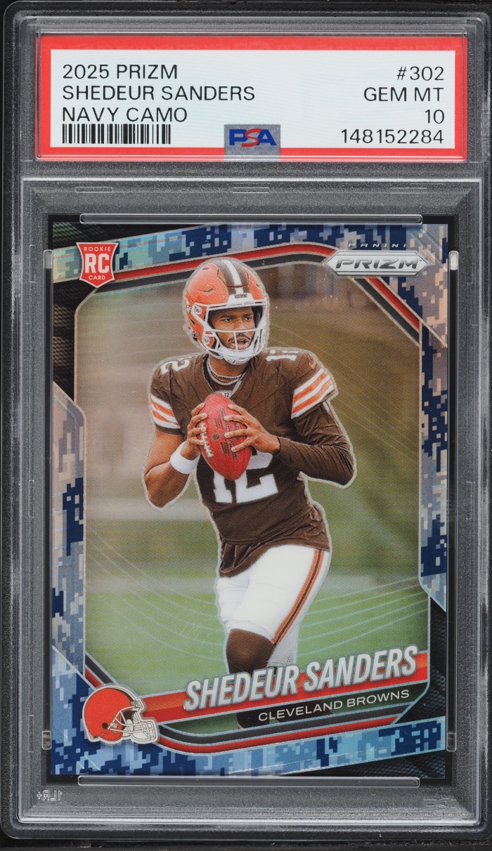 2025 Panini Prizm Navy Camo Shedeur Sanders ROOKIE 25/25 #302 PSA 10 GEM MINT