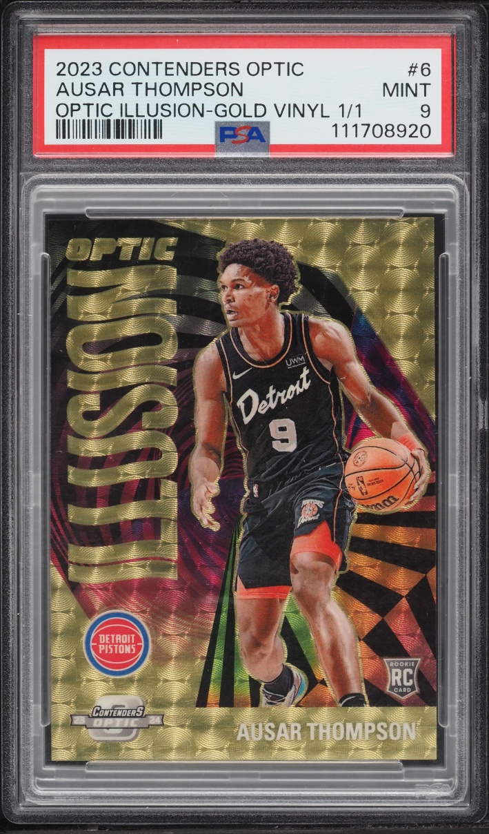 2023 Panini Contenders Optic Illusion Gold Vinyl Ausar Thompson ROOKIE 1/1 #6 PSA 9 MINT