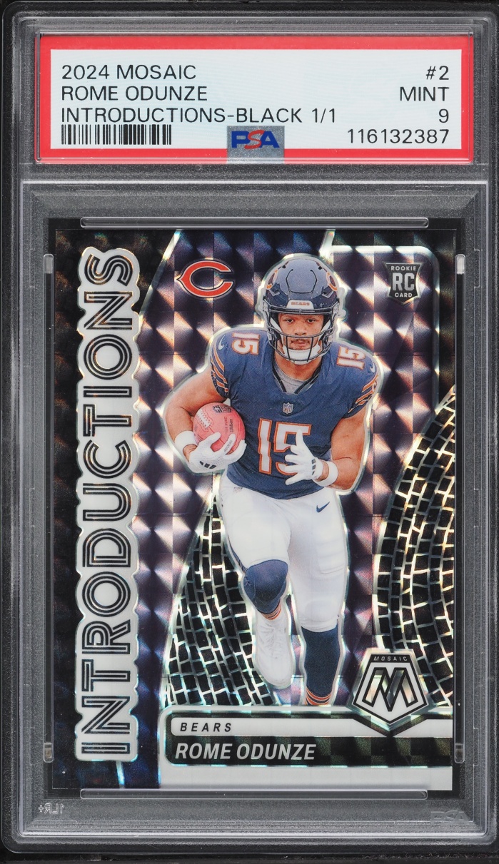 2024 Panini Mosaic Introductions Black Rome Odunze ROOKIE 1/1 #2 PSA 9 MINT