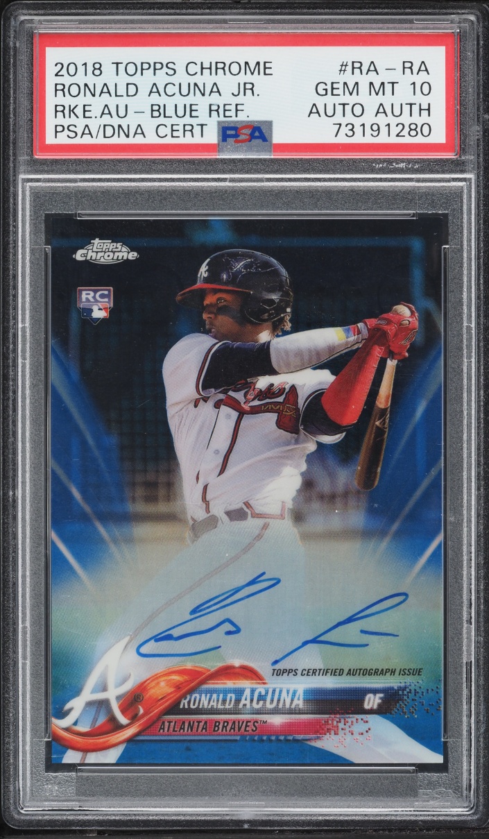 2018 Topps Chrome Blue Refractor Ronald Acuna Jr. ROOKIE AUTO /150 #RA-RA PSA 10 GEM MINT