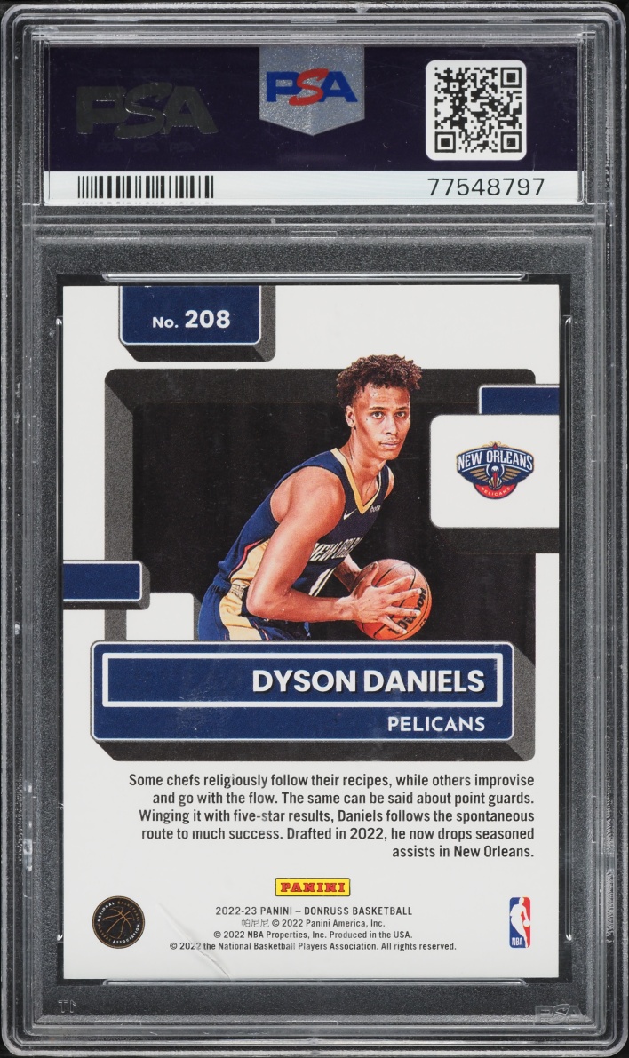 2022 Donruss Black Choice Dyson Daniels ROOKIE 1/1 #208 PSA 10 GEM MINT