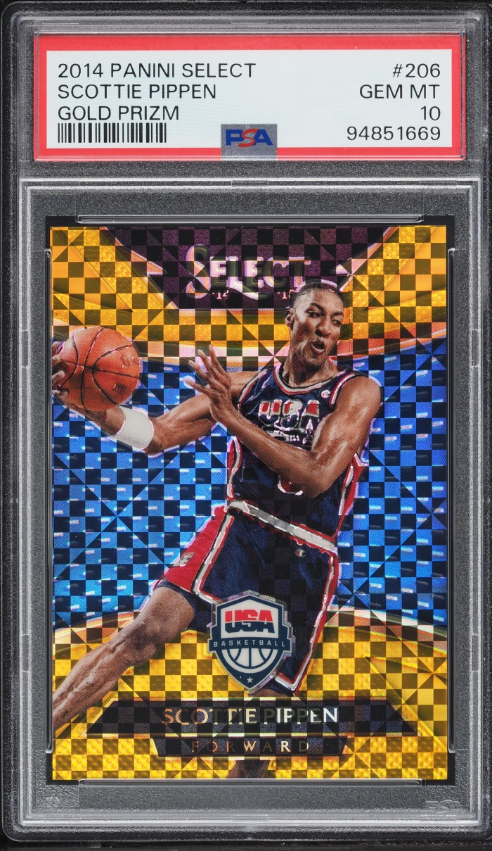 2014 Select Gold Prizm Scottie Pippen 10/10 #206 PSA 10 GEM MINT