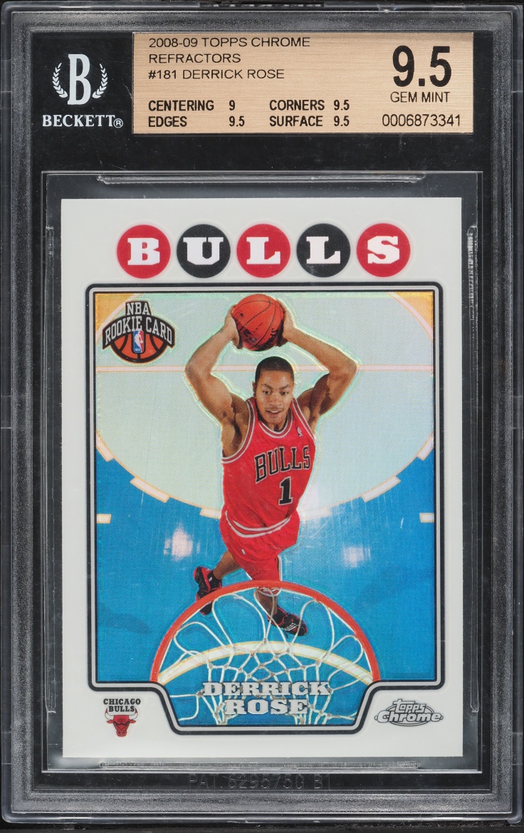 2008 Topps Chrome Refractor Derrick Rose ROOKIE #181 BGS 9.5 GEM MINT