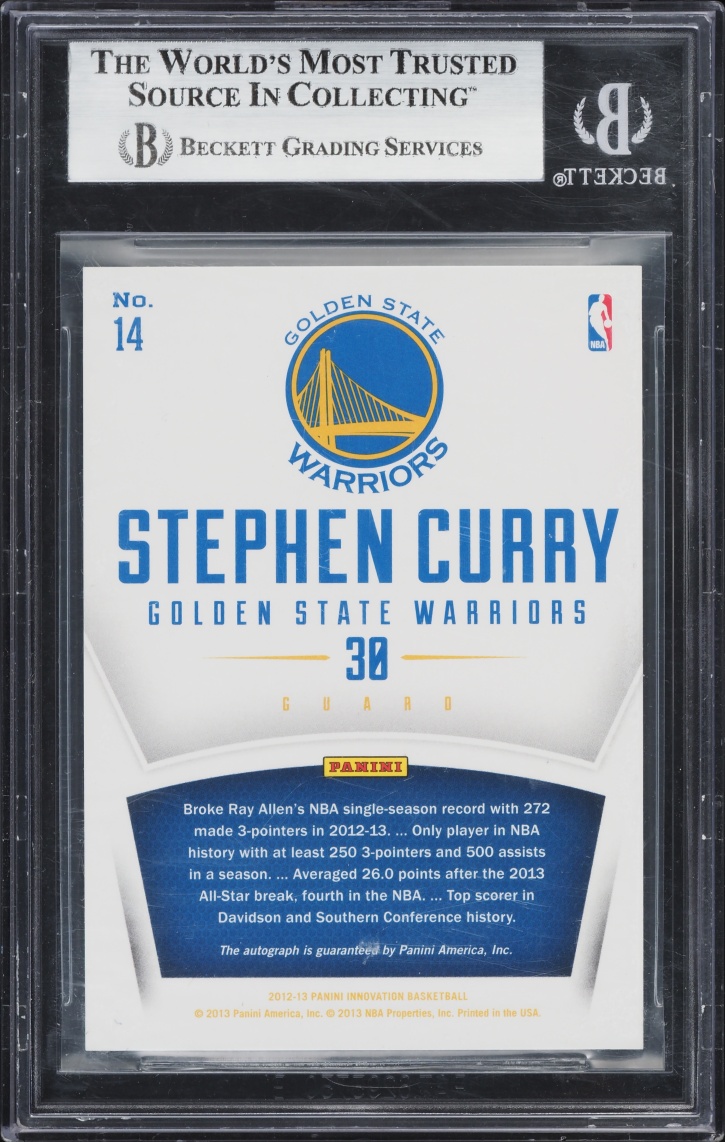 2012 Panini Innovation Innovative Ink Stephen Curry AUTO #14 BGS 9 MINT