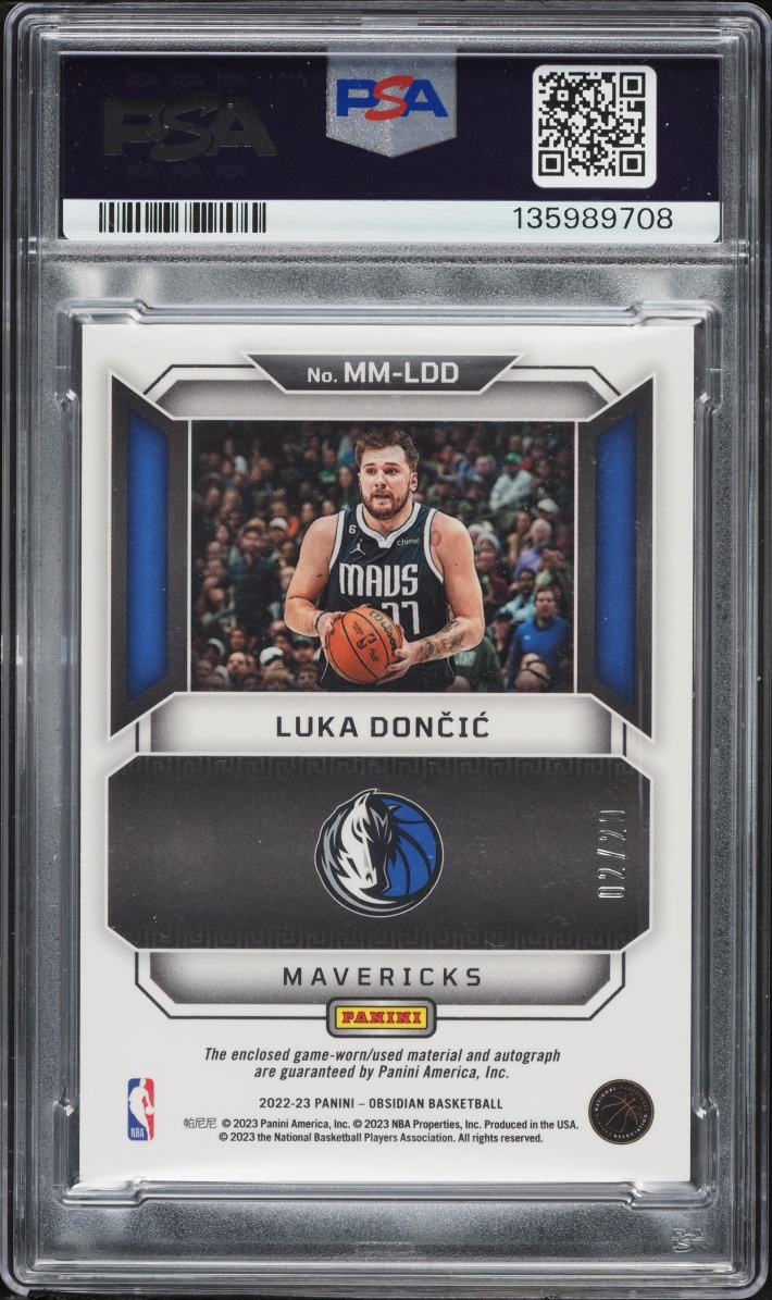 2022 Panini Obsidian Matrix Electric Etch Green Flood Luka Doncic PATCH AUTO DNA 10 /20 PSA 10