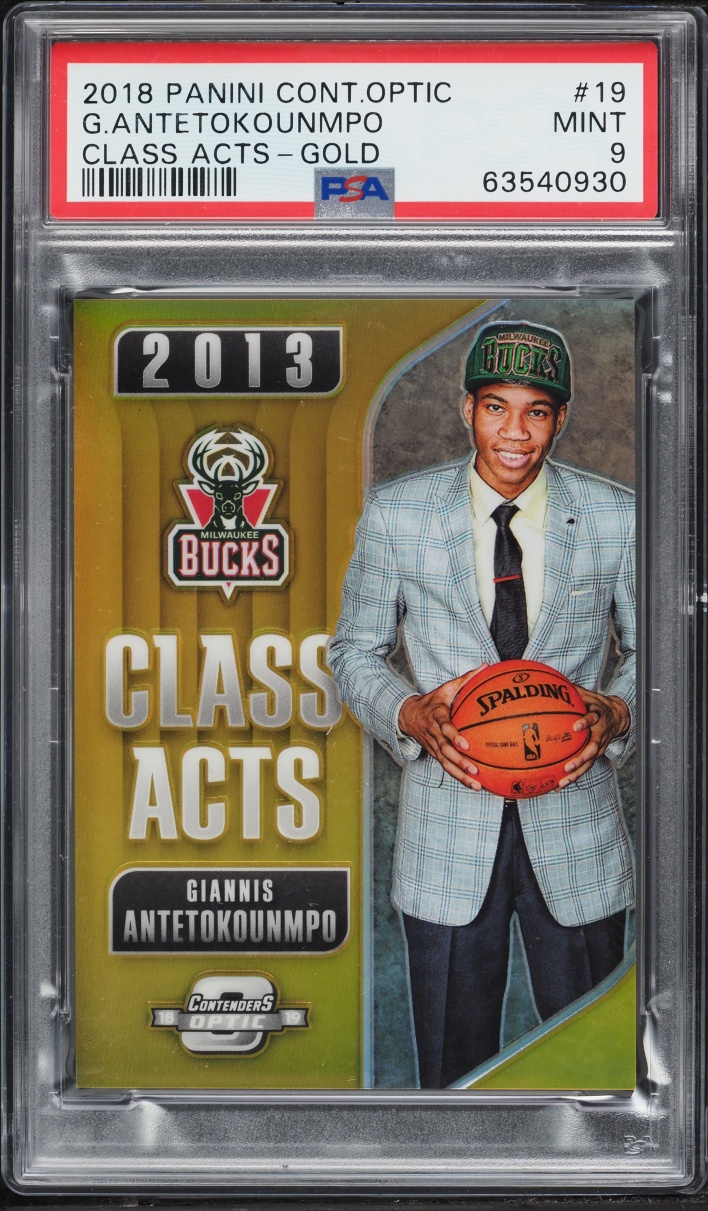 2018 Panini Contenders Optic Class Acts Gold Giannis Antetokounmpo 10/10 #19 PSA 9 MINT