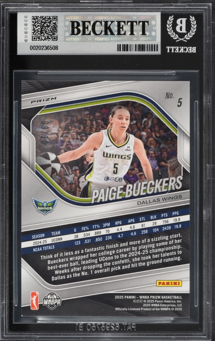 2025 Panini Prizm WMBA Gold Ice Paige Bueckers ROOKIE /10 #5 BGS 8 NM-MT