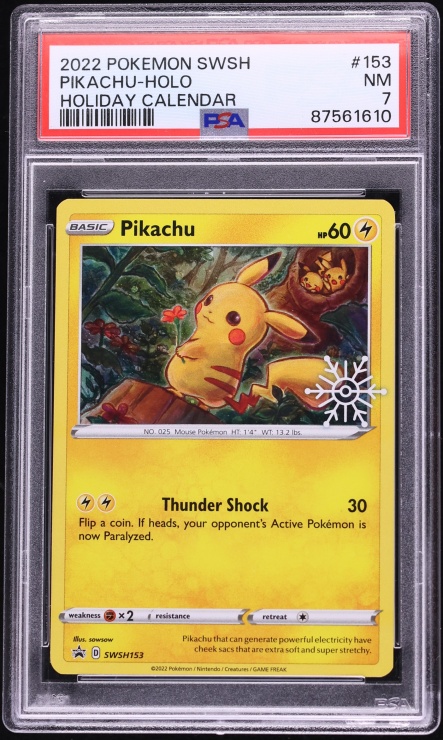 2022 Pokemon Sword & Shield Promo Holiday Calendar Holo Pikachu #153 PSA 7 NRMT