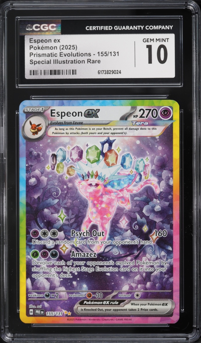 2025 Pokemon Scarlet & Violet Prismatic Evolutions SIR Espeon ex #155 CGC 10 GEM MINT
