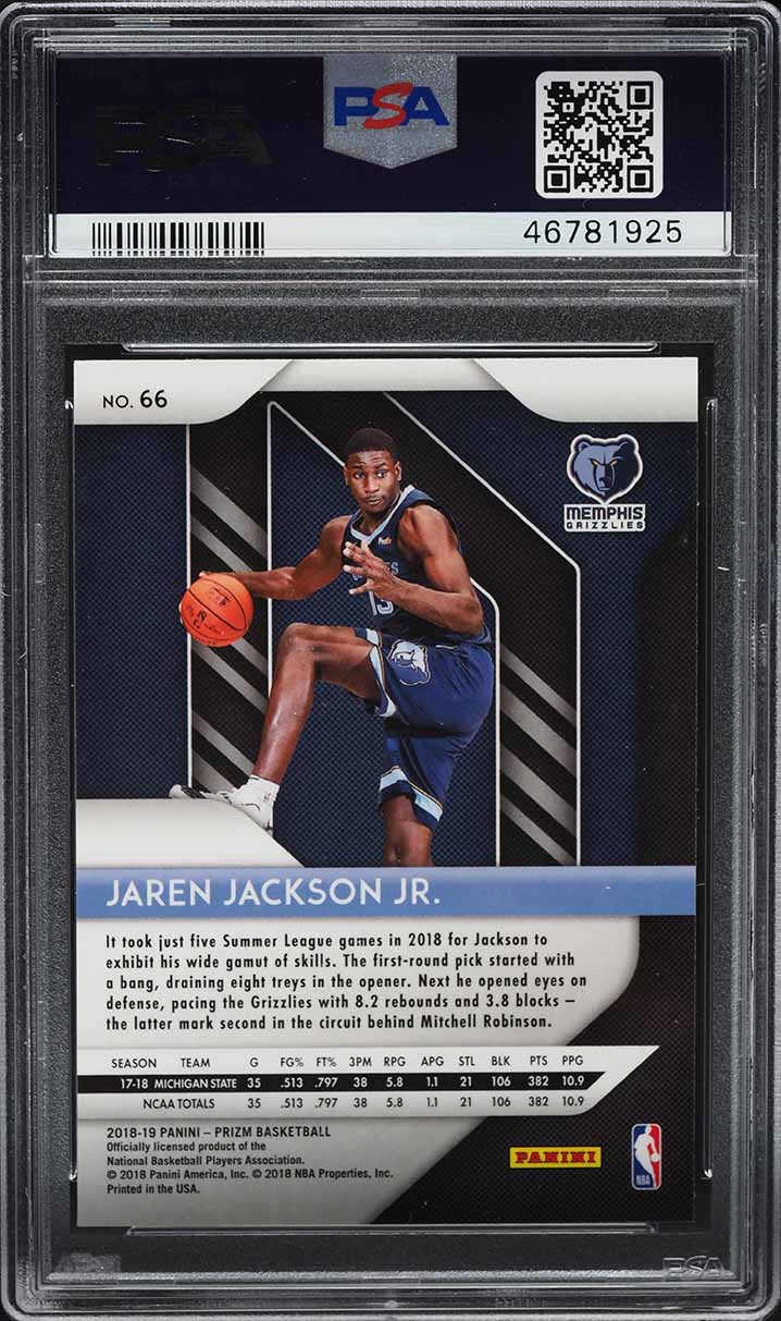 2018 Panini Prizm Jaren Jackson Jr. ROOKIE #66 PSA 10 GEM MINT