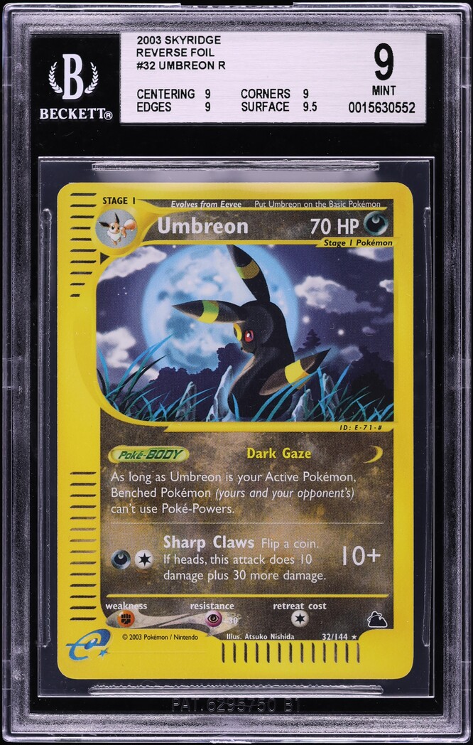 2003 Pokemon Skyridge Reverse Holo Umbreon #32 BGS 9 MINT